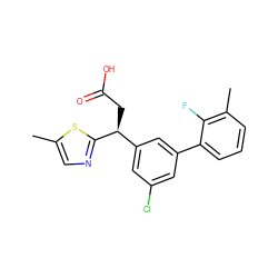 Cc1cnc([C@@H](CC(=O)O)c2cc(Cl)cc(-c3cccc(C)c3F)c2)s1 ZINC001772606143