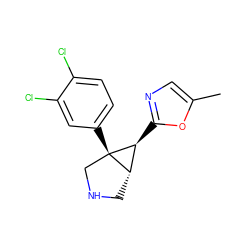Cc1cnc([C@H]2[C@@H]3CNC[C@@]32c2ccc(Cl)c(Cl)c2)o1 ZINC000045355661