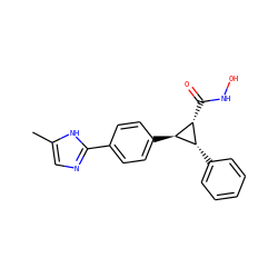 Cc1cnc(-c2ccc([C@H]3[C@H](C(=O)NO)[C@@H]3c3ccccc3)cc2)[nH]1 ZINC000103251635