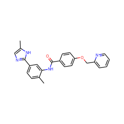 Cc1cnc(-c2ccc(C)c(NC(=O)c3ccc(OCc4ccccn4)cc3)c2)[nH]1 ZINC000084690533