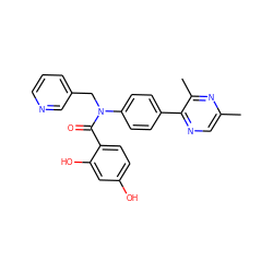 Cc1cnc(-c2ccc(N(Cc3cccnc3)C(=O)c3ccc(O)cc3O)cc2)c(C)n1 ZINC000653747920