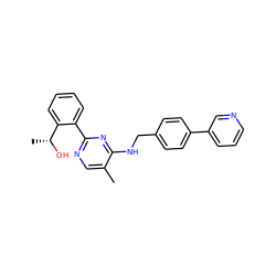 Cc1cnc(-c2ccccc2[C@@H](C)O)nc1NCc1ccc(-c2cccnc2)cc1 ZINC000169304225