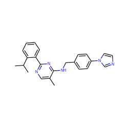 Cc1cnc(-c2ccccc2C(C)C)nc1NCc1ccc(-n2ccnc2)cc1 ZINC000299822345