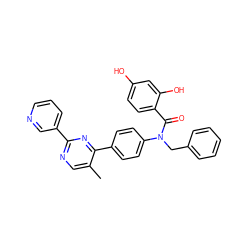 Cc1cnc(-c2cccnc2)nc1-c1ccc(N(Cc2ccccc2)C(=O)c2ccc(O)cc2O)cc1 ZINC000653767992