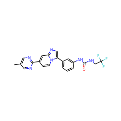 Cc1cnc(-c2ccn3c(-c4cccc(NC(=O)NCC(F)(F)F)c4)cnc3c2)nc1 ZINC000147433341