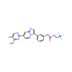 Cc1cnc(-c2ccn3c(-c4cccc(NC(=O)NCC(F)(F)F)c4)cnc3c2)nc1N ZINC000169704643