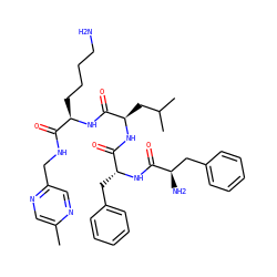 Cc1cnc(CNC(=O)[C@@H](CCCCN)NC(=O)[C@@H](CC(C)C)NC(=O)[C@@H](Cc2ccccc2)NC(=O)[C@H](N)Cc2ccccc2)cn1 ZINC000164652184