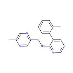 Cc1cnc(CNc2ncncc2-c2ccccc2C)cn1 ZINC000004264861