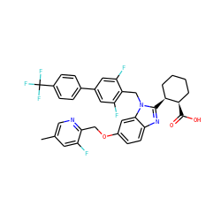 Cc1cnc(COc2ccc3nc([C@H]4CCCC[C@H]4C(=O)O)n(Cc4c(F)cc(-c5ccc(C(F)(F)F)cc5)cc4F)c3c2)c(F)c1 ZINC000218152174