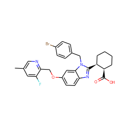 Cc1cnc(COc2ccc3nc([C@H]4CCCC[C@H]4C(=O)O)n(Cc4ccc(Br)cc4)c3c2)c(F)c1 ZINC000218107168