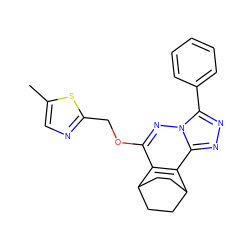 Cc1cnc(COc2nn3c(-c4ccccc4)nnc3c3c2C2CCC3CC2)s1 ZINC000013610441