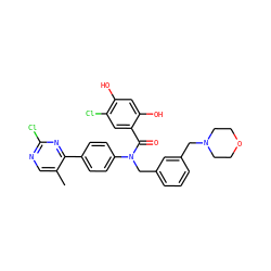 Cc1cnc(Cl)nc1-c1ccc(N(Cc2cccc(CN3CCOCC3)c2)C(=O)c2cc(Cl)c(O)cc2O)cc1 ZINC000653668889