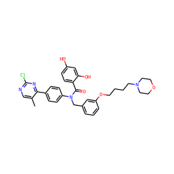 Cc1cnc(Cl)nc1-c1ccc(N(Cc2cccc(OCCCCN3CCOCC3)c2)C(=O)c2ccc(O)cc2O)cc1 ZINC000653682404