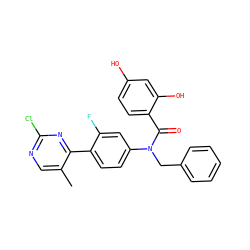 Cc1cnc(Cl)nc1-c1ccc(N(Cc2ccccc2)C(=O)c2ccc(O)cc2O)cc1F ZINC000653767990