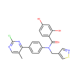 Cc1cnc(Cl)nc1-c1ccc(N(Cc2cnsc2)C(=O)c2ccc(O)cc2O)cc1 ZINC000653663063