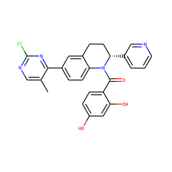 Cc1cnc(Cl)nc1-c1ccc2c(c1)CC[C@H](c1cccnc1)N2C(=O)c1ccc(O)cc1O ZINC000653671224