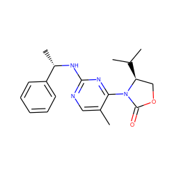 Cc1cnc(N[C@@H](C)c2ccccc2)nc1N1C(=O)OC[C@@H]1C(C)C ZINC000142138194