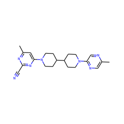 Cc1cnc(N2CCC(C3CCN(c4cc(C)nc(C#N)n4)CC3)CC2)cn1 ZINC000043196977