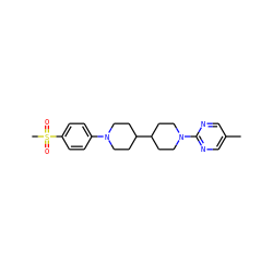 Cc1cnc(N2CCC(C3CCN(c4ccc(S(C)(=O)=O)cc4)CC3)CC2)nc1 ZINC000071333056