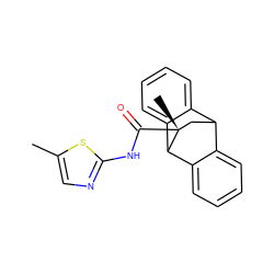 Cc1cnc(NC(=O)[C@]2(C)CC3c4ccccc4C2c2ccccc23)s1 ZINC000040914877