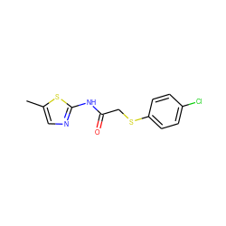 Cc1cnc(NC(=O)CSc2ccc(Cl)cc2)s1 ZINC000008071712