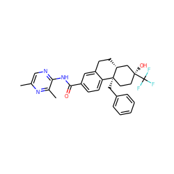 Cc1cnc(NC(=O)c2ccc3c(c2)CC[C@@H]2C[C@@](O)(C(F)(F)F)CC[C@@]32Cc2ccccc2)c(C)n1 ZINC000116899529