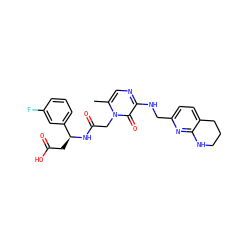 Cc1cnc(NCc2ccc3c(n2)NCCC3)c(=O)n1CC(=O)N[C@@H](CC(=O)O)c1cccc(F)c1 ZINC000013489945