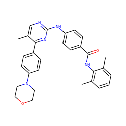 Cc1cnc(Nc2ccc(C(=O)Nc3c(C)cccc3C)cc2)nc1-c1ccc(N2CCOCC2)cc1 ZINC000103243231