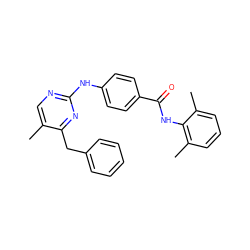 Cc1cnc(Nc2ccc(C(=O)Nc3c(C)cccc3C)cc2)nc1Cc1ccccc1 ZINC000103241185