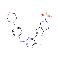 Cc1cnc(Nc2ccc(N3CCOCC3)cc2)nc1-c1cc2c(o1)CCN(S(C)(=O)=O)C2 ZINC000209400868