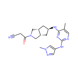 Cc1cnc(Nc2cnn(C)c2)nc1N[C@H]1C[C@@H]2CN(C(=O)CC#N)C[C@@H]2C1 ZINC001772569743