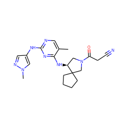 Cc1cnc(Nc2cnn(C)c2)nc1N[C@H]1CN(C(=O)CC#N)CC12CCCC2 ZINC001772623317