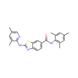 Cc1cnc(Nc2nc3ccc(C(=O)Nc4c(C)cc(C)cc4C)cc3s2)c(C)c1 ZINC000013536560