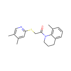 Cc1cnc(SCC(=O)N2CCCc3cccc(C)c32)cc1C ZINC000138906940