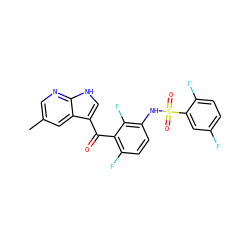 Cc1cnc2[nH]cc(C(=O)c3c(F)ccc(NS(=O)(=O)c4cc(F)ccc4F)c3F)c2c1 ZINC000113508202