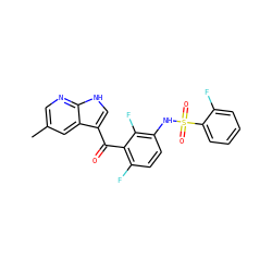 Cc1cnc2[nH]cc(C(=O)c3c(F)ccc(NS(=O)(=O)c4ccccc4F)c3F)c2c1 ZINC000113508822