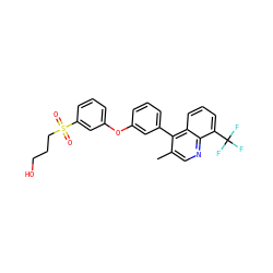 Cc1cnc2c(C(F)(F)F)cccc2c1-c1cccc(Oc2cccc(S(=O)(=O)CCCO)c2)c1 ZINC000045352158