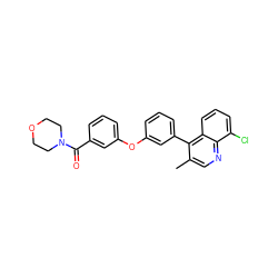 Cc1cnc2c(Cl)cccc2c1-c1cccc(Oc2cccc(C(=O)N3CCOCC3)c2)c1 ZINC000040393473