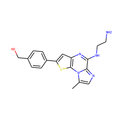 Cc1cnc2c(NCCN)nc3cc(-c4ccc(CO)cc4)sc3n12 ZINC000028950727