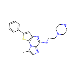 Cc1cnc2c(NCCN3CCNCC3)nc3cc(-c4ccccc4)sc3n12 ZINC000096258279