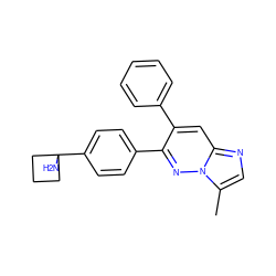 Cc1cnc2cc(-c3ccccc3)c(-c3ccc(C4(N)CCC4)cc3)nn12 ZINC000114025762