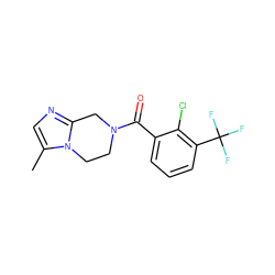 Cc1cnc2n1CCN(C(=O)c1cccc(C(F)(F)F)c1Cl)C2 ZINC000095565353