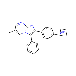 Cc1cnc2nc(-c3ccc(C4(N)CCC4)cc3)c(-c3ccccc3)n2c1 ZINC000113654864