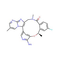 Cc1cnc2nc3c(n2c1)-c1cnc(N)c(c1)O[C@H](C)c1cc(F)ccc1C(=O)N(C)C3 ZINC000145012816