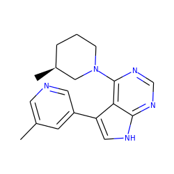 Cc1cncc(-c2c[nH]c3ncnc(N4CCC[C@H](C)C4)c23)c1 ZINC000210713905