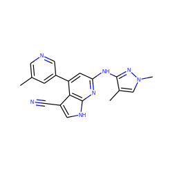 Cc1cncc(-c2cc(Nc3nn(C)cc3C)nc3[nH]cc(C#N)c23)c1 ZINC001772635663