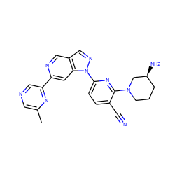 Cc1cncc(-c2cc3c(cn2)cnn3-c2ccc(C#N)c(N3CCC[C@H](N)C3)n2)n1 ZINC000216480818