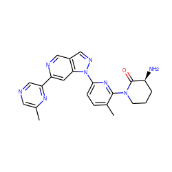 Cc1cncc(-c2cc3c(cn2)cnn3-c2ccc(C)c(N3CCC[C@H](N)C3=O)n2)n1 ZINC000224879600