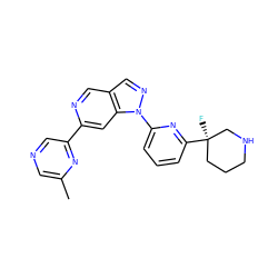 Cc1cncc(-c2cc3c(cn2)cnn3-c2cccc([C@]3(F)CCCNC3)n2)n1 ZINC000224884760