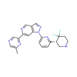 Cc1cncc(-c2cc3c(cn2)cnn3-c2cccc([C@H]3CNCCC3(F)F)n2)n1 ZINC000211020992